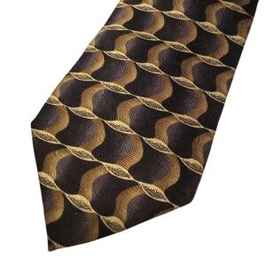 Manzoni Mens Silk Tie Geometric Wave Pattern Made in Italy Handmade